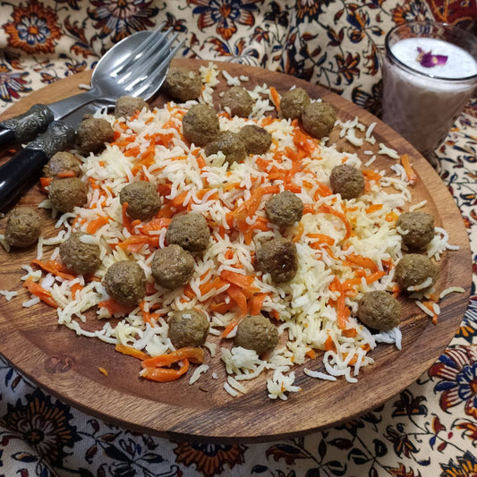 Havij Polo - Persian Carrot Rice with meatballs (Gluten Free)
