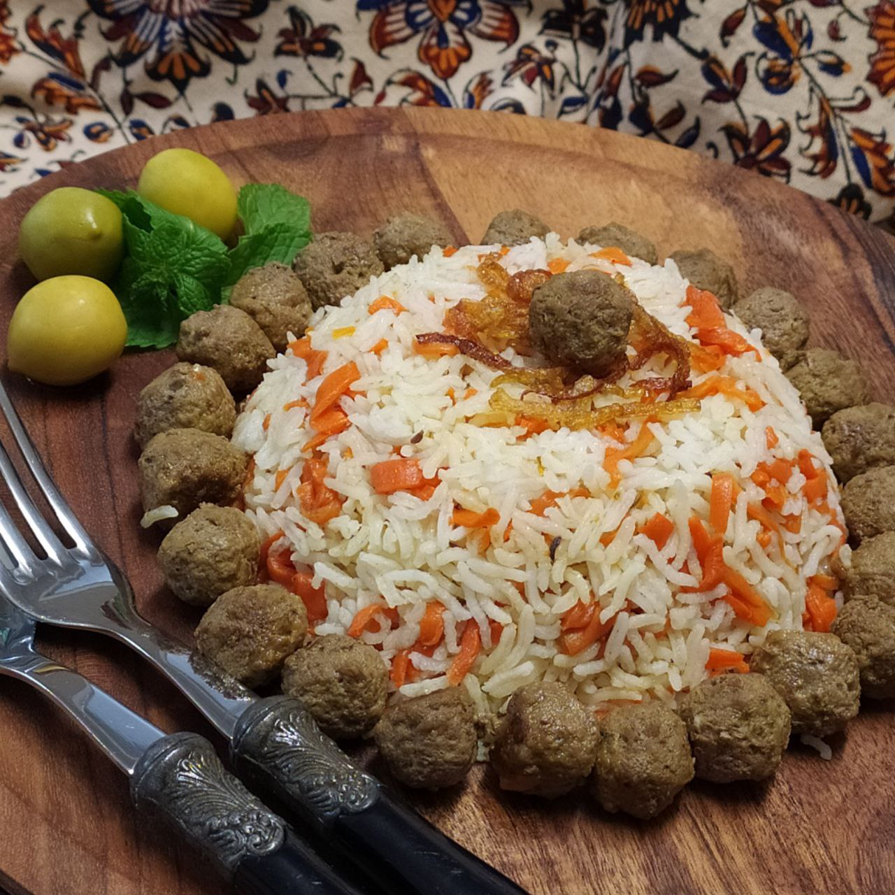 Havij Polo - Persian Carrot Rice with meatballs (Gluten Free)
